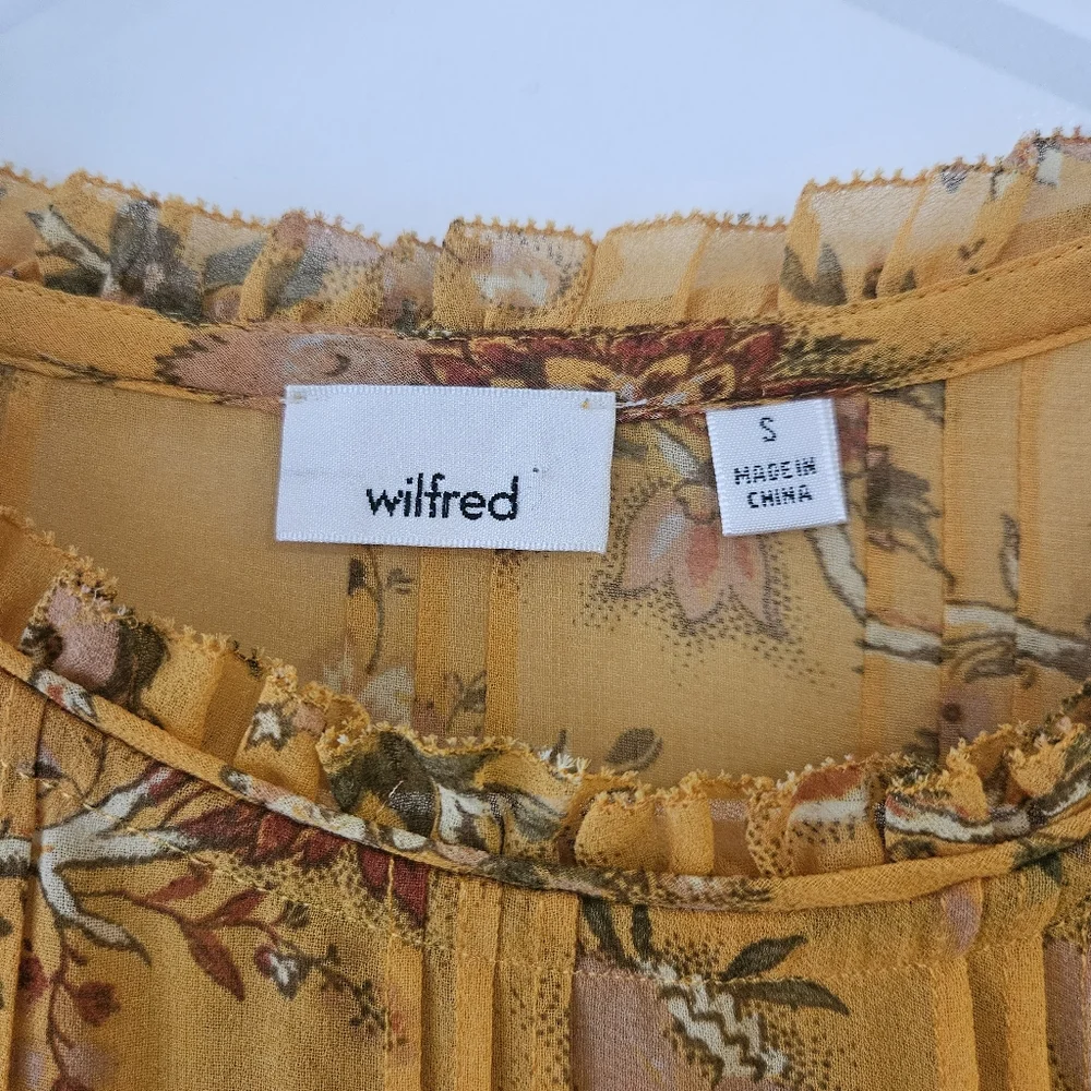 Aritzia Wilfred Lourdes Floral Yellow Blouse‎ Size Small - Picture 4 of 9